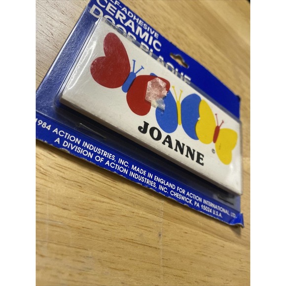 VINTAGE/RETRO JOANNE BUTTERFLY NEW DEAD STOCK CERAMIC DOOR NAME PLAQUE WALL SIGN - Picture 11 of 12